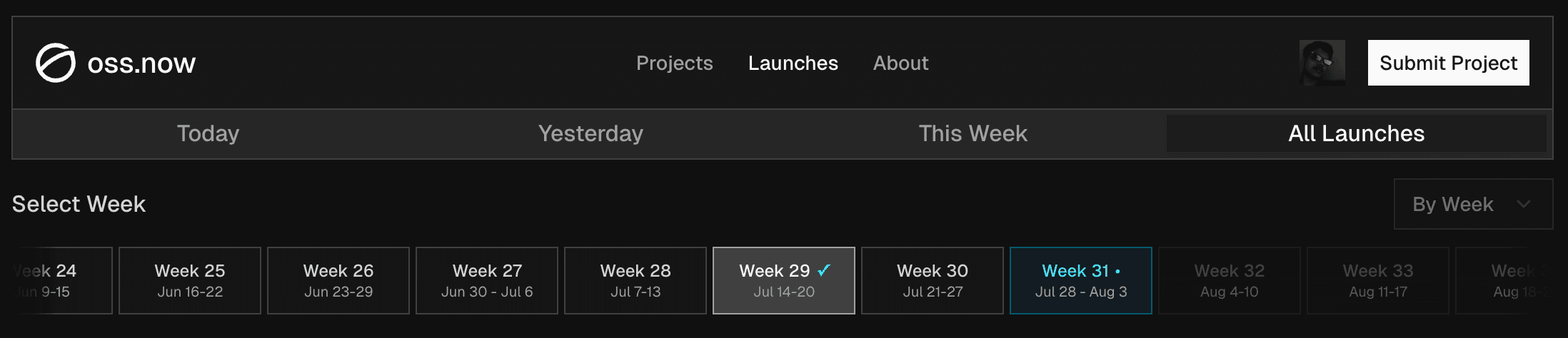 Launches section preview